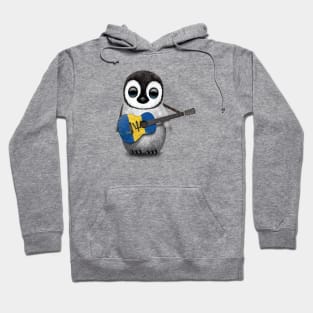 Baby Penguin Playing Barbados Flag Guitar Hoodie